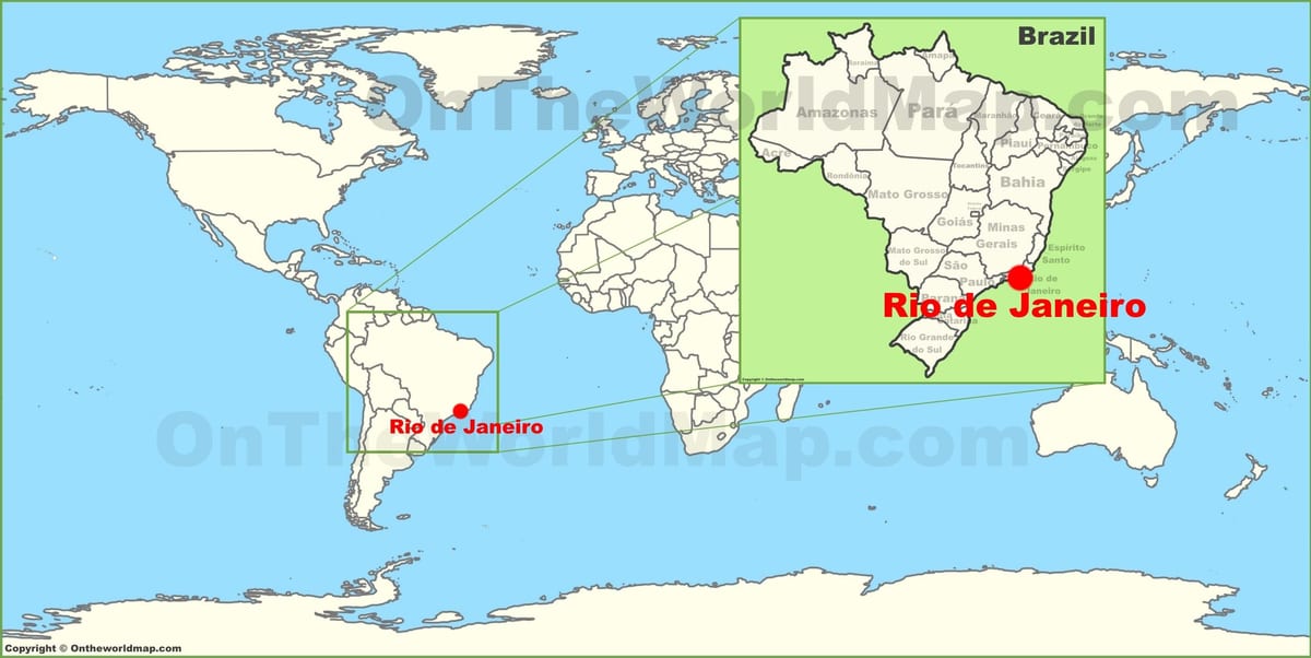 世界地图的里约热内卢巴西
