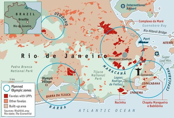 安全的地图Rio de Janeiro