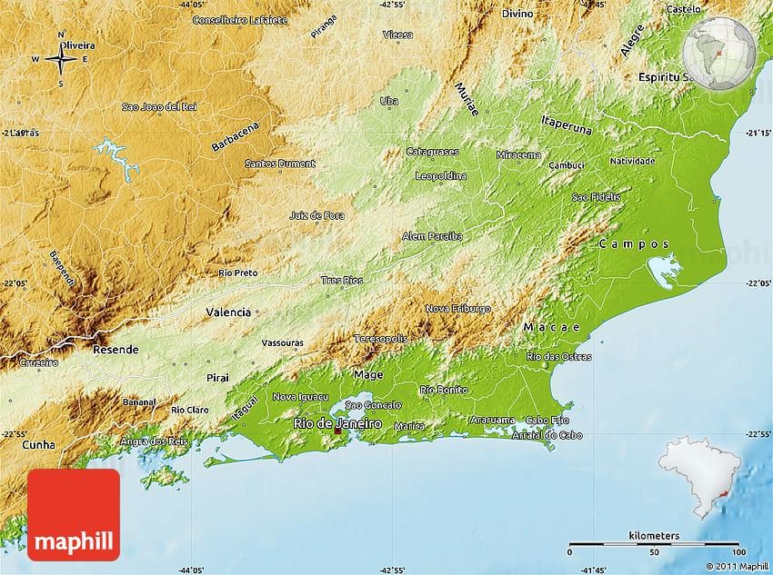 地理位置的地图的Rio de Janeiro